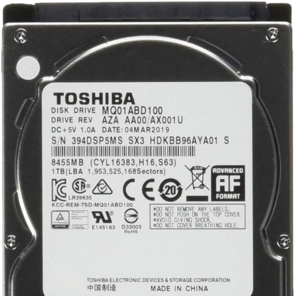 Toshiba Hard Drive - 1 TB - Picture 1 of 1
